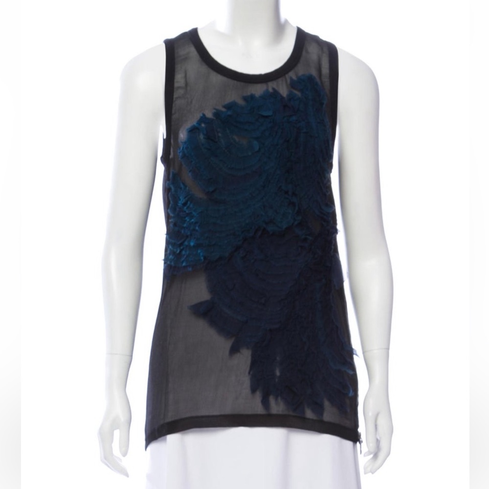 Barbara Bui blue appliqué zipper top. Size medium